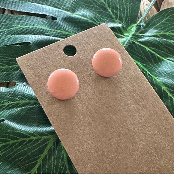 BOGO FREE PEACH BUTTON EARRINGS - Picture 1 of 5